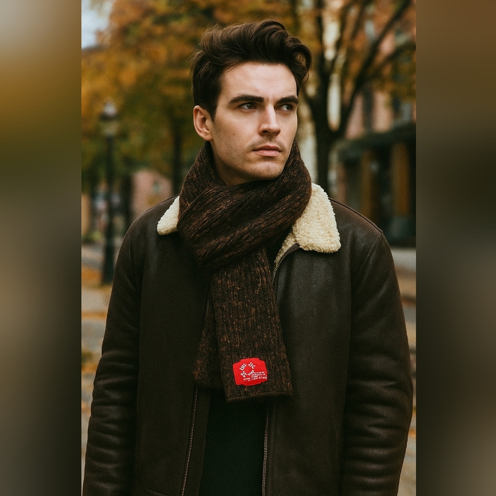 Diesel Wool Knit Scarf Dark Academia Ribbed Texture Grunge